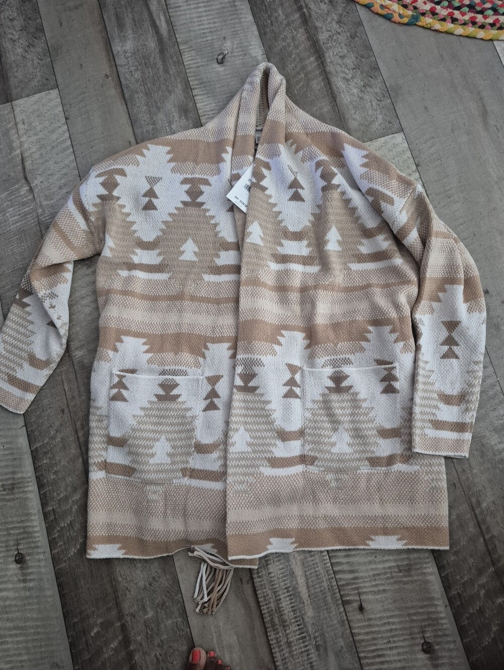 Splendid Knit Cierra Cardigan Sweater Belted Aztec Print Yellowstone Vibes L NWT - Picture 6 of 7